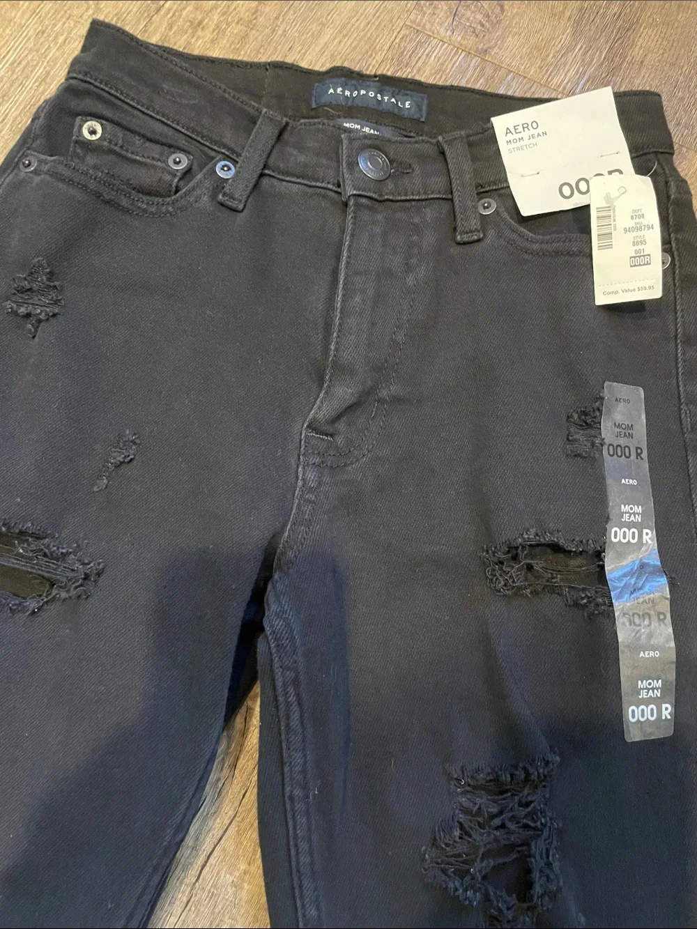 Aeropostale Mom Jeans Black Distressed Sz 000R